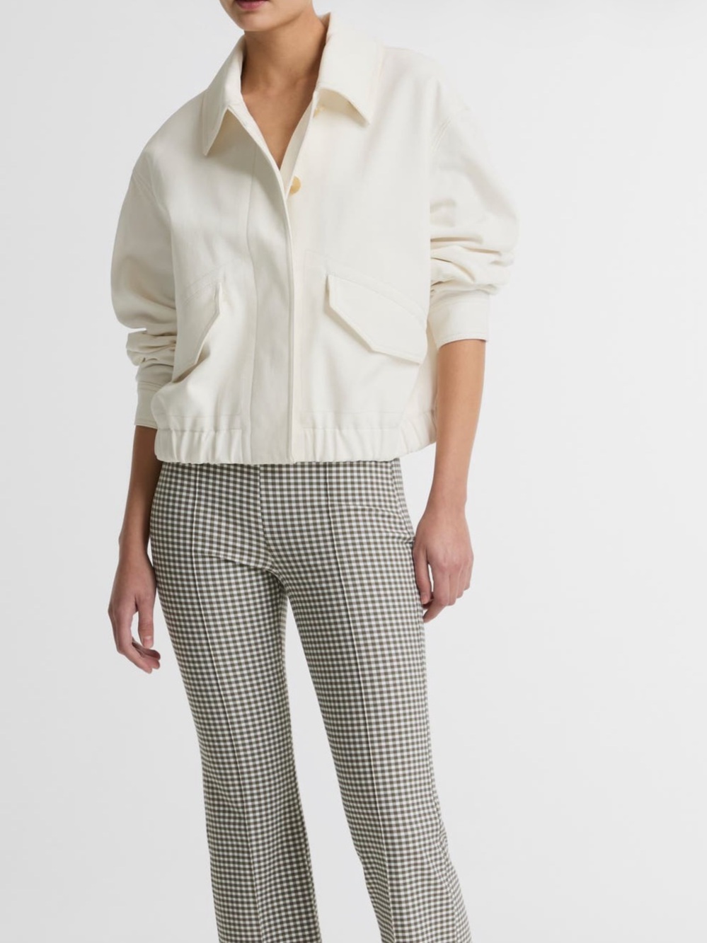 Vince Cream Button-Front Cropped Utility Jacket - Picture 4 of 4